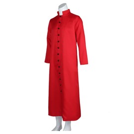 Men's Cassock Robe Church Robe Choir Minister Clergy Pulpit Liturgical 5 colors (2XL, Red)