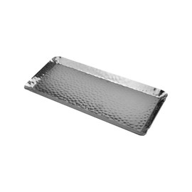 Antrader Hammered Rectangular Tray,Stainless Steel Decorative Tray,Silver Serving Trays,Serving Platter Small Storage Tray(10-Inch by 4-Inch)