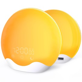 Light Alarm Clock, Daylight Alarm Clock, Wake Up Light, Sunrise Sunset Simulation Alarm Clock, FM Radio, 5 Nature Sounds, 2 Alarms, Snooze, 12 Colour Light, 20 Brightness, Bedside Lamp for Children