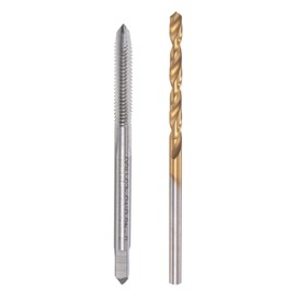 sourcing map 5-40 UNC Tap Straight Groove 2.6 mm Twist Drill Set Titanium Coated 6542 High Speed Steel Drill Machine Tap