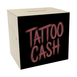 Tattoo Cash Wooden Money Box for Tattoo Fans Ideal for Tattoo Gifts or as a Fun Money Box