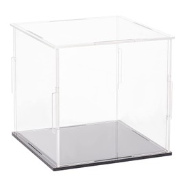 FINGERINSPIRE Klare Acryl Vitrine mit schwarzem Sockel 11x11x10,5cm, Würfel klar Selbstmontage Acryl Box staubdicht Schutz Vitrine für Action Figuren Sammlerstücke Spielzeug