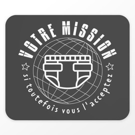 Mauspad, Schwarz – Ihre Mission zum Ändern der Windeln Parodie Film Humor – (Maße 24 x 20 cm)