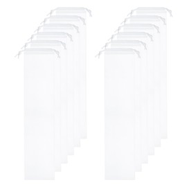 sourcing map 12pcs Umbrella Bags 25.6"x5.9" Wet Umbrella Sleeve Cover Reusable Folding Umbrella Storage Bag with Drawstring for Folding Travel Umbrellas, White