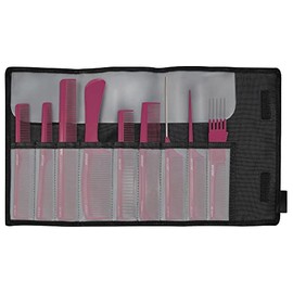 JAGUAR A-LINE BERRY 9-Piece Antistatic Comb Set with Storage Case