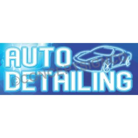 Concept Signs & Graphics 4'X10' AUTO DETAILING BANNER Outdoor Sign XL Car Wash Wax Clean Detail Neon Look