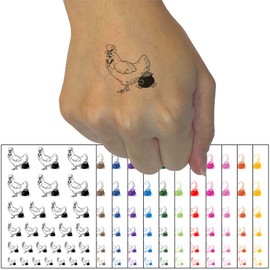 Saint Patrick's Day Leprechaun Hen Holiday Chicken Temporary Tattoo Water Resistant Fake Body Art Set Collection - Orange (One Sheet)