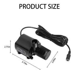12V Submersible Water Pump, Adjustable Flow 210 GPH for Aquarium/Fountain/Hydroponics, Quiet DC Pump with Brass Nozzles, 14.8ft Max Lift, 5 Power Levels (Black)