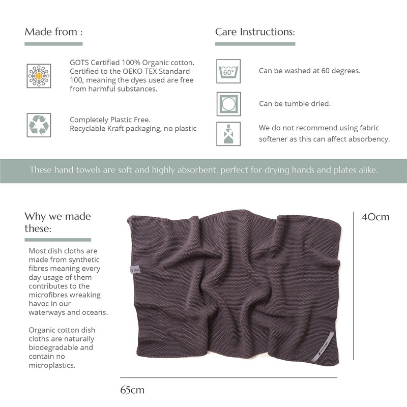 Wild & Stone GOTS Organic Cotton Hand Towel, 40 x