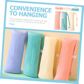 OHPHCALL 6pcs Soap Foaming Bags for Exfoliating Skin Multi-layer Bathing Soap Pouches Pink and Green