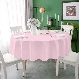 Mulbozy 2 Pcs Pink Round Tablecloth, 84 inches Disposable Plastic Pink Circle Table Covers for Baby Shower Wedding Bridal Shower Birthday Party Decorations