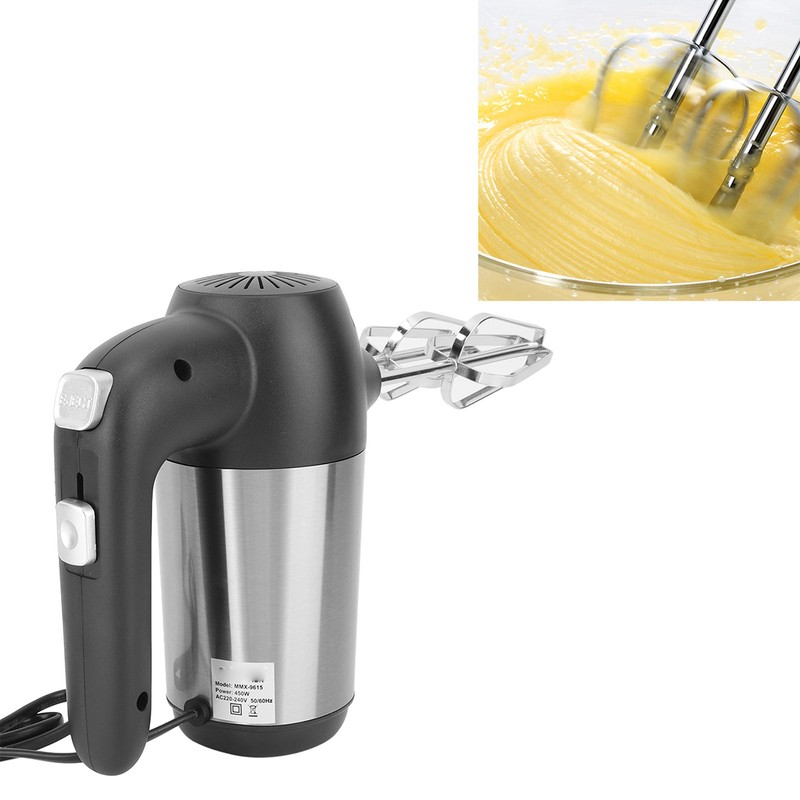 450W Electric Hand Mixer 304 Stainless Steel 5 Gear Speed