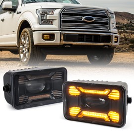 OCHYIT - Luces antiniebla LED F150 con luz antiniebla ámbar DRL/intermitente rectangular, kit de montaje compatible con Ford F150 2015-2020 Super Duty 2017-2018, 1 par