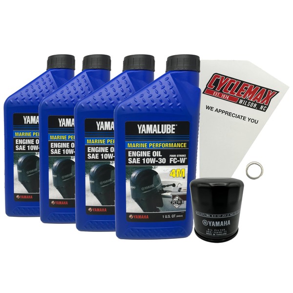 Cyclemax F75-F115 Yamalube 10W30 Marine Oil Change Kit compatible with