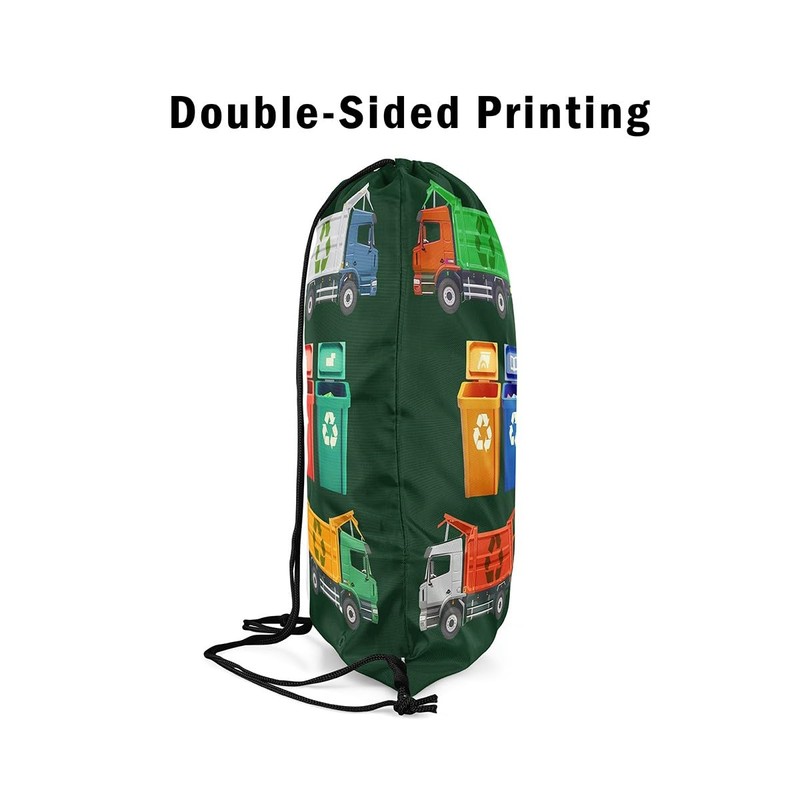 Colorful Garbage Truck Drawstring Backpack,Recycling Trash Can Dumpster Drawstring Bags