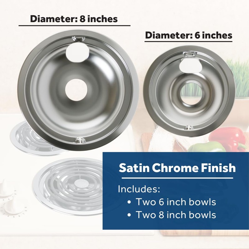 GE GE68C OEM 6" and 8" Drip Pan Kit (Chrome)