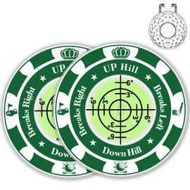 Golf Green Reader, 2 Pack Ball Marker for Putting Green with High Precision Horizontal Bubble, Golf Accessories Putt Aid Tool with Hat Clip, Present for Men Women (2 Pcs GreenGreen)