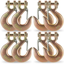FVIEXE 8 Pack 3/8 Inch Chain Hooks, Heavy Duty Forged G70 Steel Clevis Slip Hook with Safety Latch, Clevis Chain Hook for Trailer Chains, Winch, Tow, 18,000lbs Load Capacity