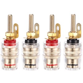 Facmogu 2 Pairs Mini Gold Plated Insulated 5-Way Binding Post Banana Plugs 4mm, 24K Gold Plated Sold Brass Amplifier Speaker Terminal Binding Post Banana Jack - Long