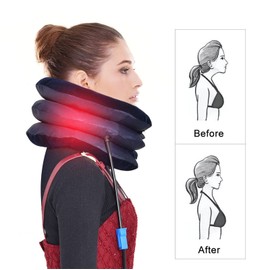 Inflatable Neck Stretcher Neck Brace, Inflatable neck stretcher neck bracket, neck traction pillow for neck decompression and neck tension relief (blue)