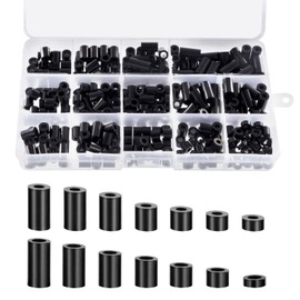 Yesaler Round Spacer Black Spacer Sleeves Insulation Washers ABS Washers for M3, M4 Screws 320 Pieces
