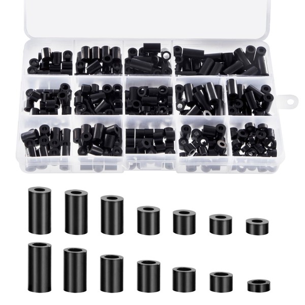 Yesaler Round Spacer Black Spacer Sleeves Insulation Washers ABS Washers