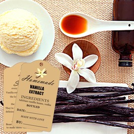 Vanilla Extract Labels with Instructions Homemade Vanilla Tag Card for Handcrafted Vanilla Bottles,Christmas,Kitchen Pantry,Jar,Organization 50 Set