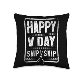 Happy V Day Snip Snip Sterilized man Vasectomy Throw Pillow, 16x16, Multicolor