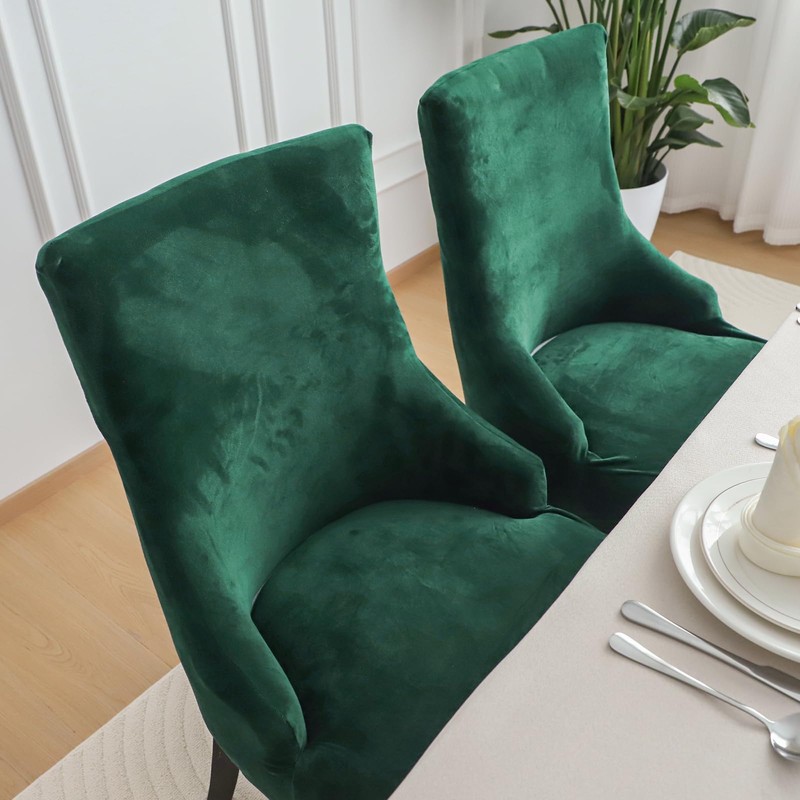 FORCHEER Wing Back Dining Chair Covers Set of 2 Green