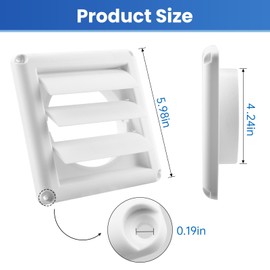 Louvered Outside Dryer Vent Covers for 4 in Pipe, Soffit Vents Exterior Covers (6 in X 6 in), Exterior Wall Vent Cover for Bathroom Exhaust Vent, Office & Home