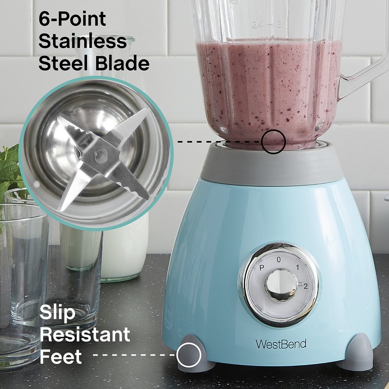 West Bend Blender Retro-Styled 3 Speeds with 48 oz Glass