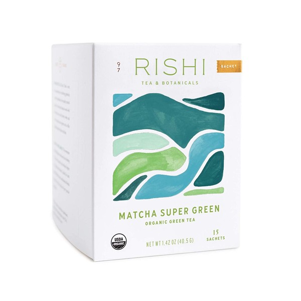 Rishi Tea and Botanicals Matcha Super Organic Green Tea | 15 Sachet Bags, 1.42 oz (Pack of 1)