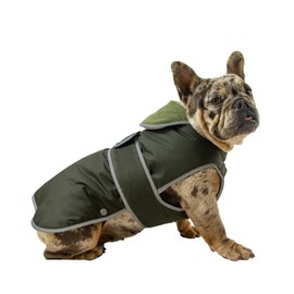 Ancol Heritage Wax Cotton Dog Coat - Waterproof Fleece Lined Pet Jacket with Chest Protector and Elastic Neck - Reflective Edging Puppy Apparel - XS