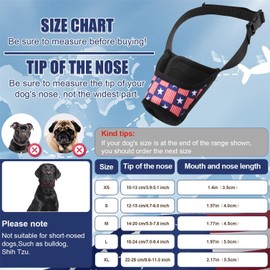 Muzzle for Large Sized Dog, Flag Print Dog Mouth Sleeve Adjustable Pet Muzzle Pet Safe Muzzle to Prevent Anti Bark Biting Chewing (L)