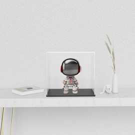 QIMOND Display Case with Black Acrylic Base Display Stand for Collectibles, Acrylic Box for Display with Lid, Cute Acrylic Display Case for Action Figures [5x5x5 inch]