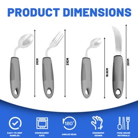 Yzwuyou 4PCS Cutlery for Arthritic Hands, 42°Angled Disabled Cutlery for Adults, Bendable Design Easy Grip Adaptive Cutlery for Elderly, Disabled, Arthritis, Parkinson's Disease & Tremors Sufferers