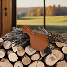 Oakestry Small, Maple Fireplace Bellows Made of Mango Wood, Black Leather with Hanging Strap for Quick Blast of Air, 15" L X 6" W