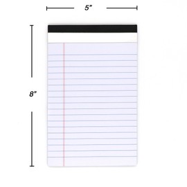 Emraw White Jr. Perforated Edge Legal Ruled Universal 50 Sheets Letter Writing Pad- 50 Ct. 5" x 8" inch (Pack of 6)