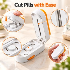 Precision Pill Cutter with Adjustable Tablet Holder – Press-to-Cut Pill Splitter