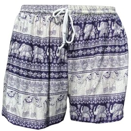 PANASIAM Women's Elephant Lightweight Summer Shorts Made of Natural Viscose, darkblue
