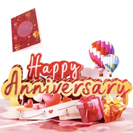 Della Stella anniversary Pop Up Card, 3D anniversary Greeting Card with Envelopes, Pop Up Greeting Cards for Wife,Husband