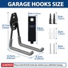 3-H Pack of 4 Wall Hooks, Garage Hooks, Heavy Duty