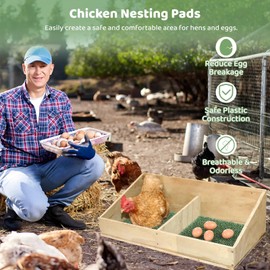 8 Pcs Chicken Nesting Pads, Washable Nesting Box Liners for Chicken Coop, Reusable Plastic Nest Box Pads with 4 Pcs Fake Wooden Eggs, Chicken Laying Mats, 12×12×0.8 inch