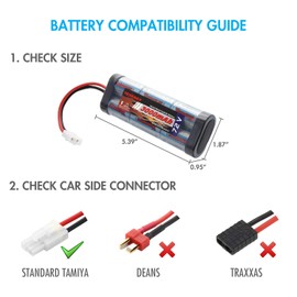 Tenergy 7.2V Battery Pack for RC Cars, 3000mAh NiMH Flat Battery Packs 2-Pack w/Standard Tamiya Connector + 7.2V-12V (6S-10S) Universal Battery Charger for NiMH/NiCd Battery for RC Cars, Airsoft Guns