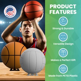 Radiant Displays Big Ball Display Stand – Purple – Premium Holder for Basketballs, Soccer Balls & Volleyballs – Made in USA – Showcase Autographed, Signed & Collectible Sports Balls – Trophy & Display Cases