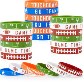 BBTO Football Silicone Bracelet Motivational Rubber Wristbands Silicone Wristband for Sport Themed Football Themed Birthday Party Award Gift (35 Pieces)