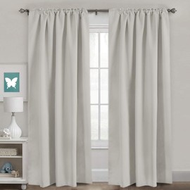 H.VERSAILTEX Blackout Curtains Thermal Insulated Window Treatment Panels Room Darkening Blackout Drapes for Living Room Back Tab/Rod Pocket Bedroom Draperies, 52 x 84 Inch, Ivory/Cream, 2 Panels