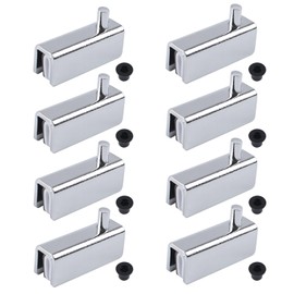 UFURMATE Glass Door Hinge, 8Pcs Frameless Glass Door Pivot Hinges Adjustable Cabinet Pivot Hinge Clip Replacement Kit, Fit 3-6mm Free-Swinging Glass (Chrome Color)