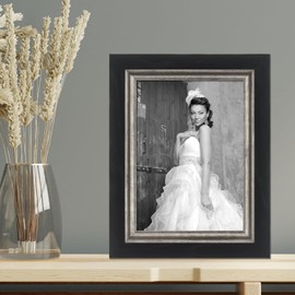 Lawrence Frames Black with Burnished Silver Composite Picture Frame, 5 by 7-Inch