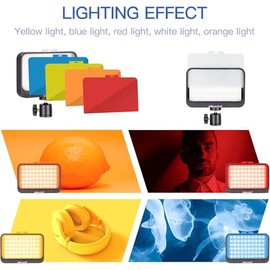 UBeesize Kit de luz de Video LED, 2 Piezas de iluminación de fotografía portátil Continua Regulable con Soporte de trípode Ajustable y 5 filtros de Color para Tomas de Mesa/ángulo bajo